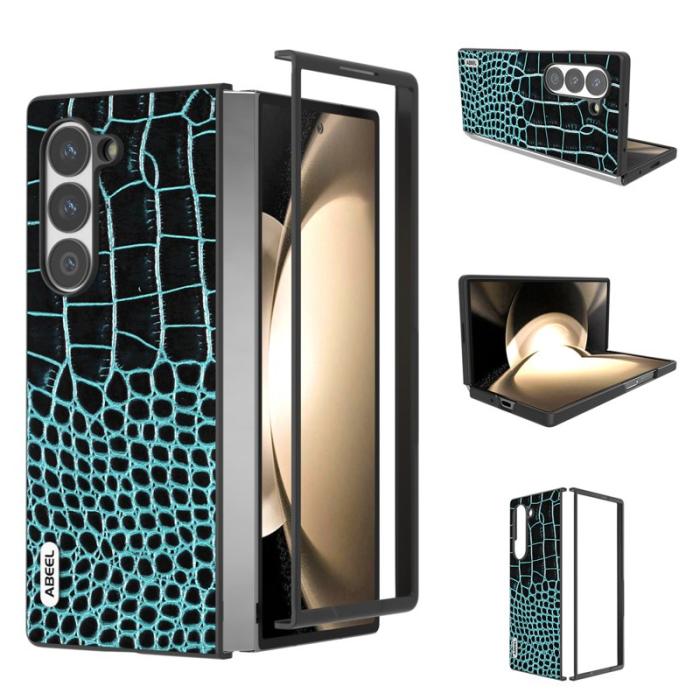 ABEEL - ABEEL Samsung Galaxy Z Fold6 5G Skal Äkta Läder - Midnattsgrön