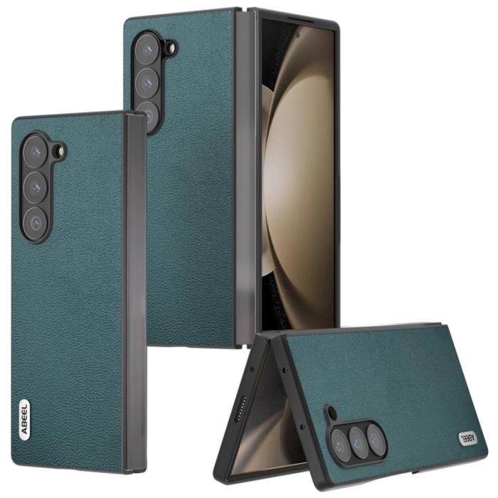 ABEEL - ABEEL Samsung Galaxy Z Fold6 5G Skal Äkta Läder - Midnight Green
