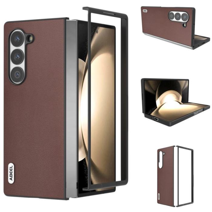 ABEEL - ABEEL Samsung Galaxy Z Fold6 5G Skal Äkta Läder + PC - Kaffe