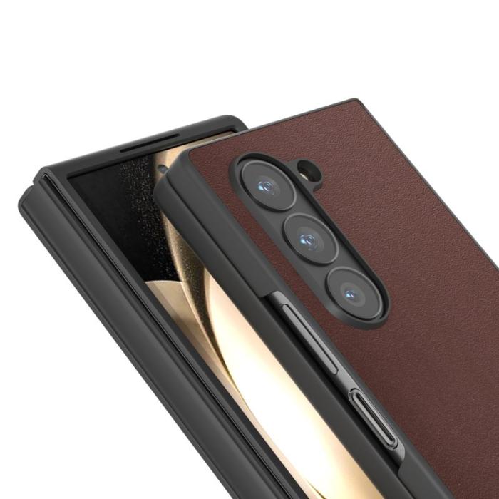 ABEEL - ABEEL Samsung Galaxy Z Fold6 5G Skal Äkta Läder + PC - Kaffe