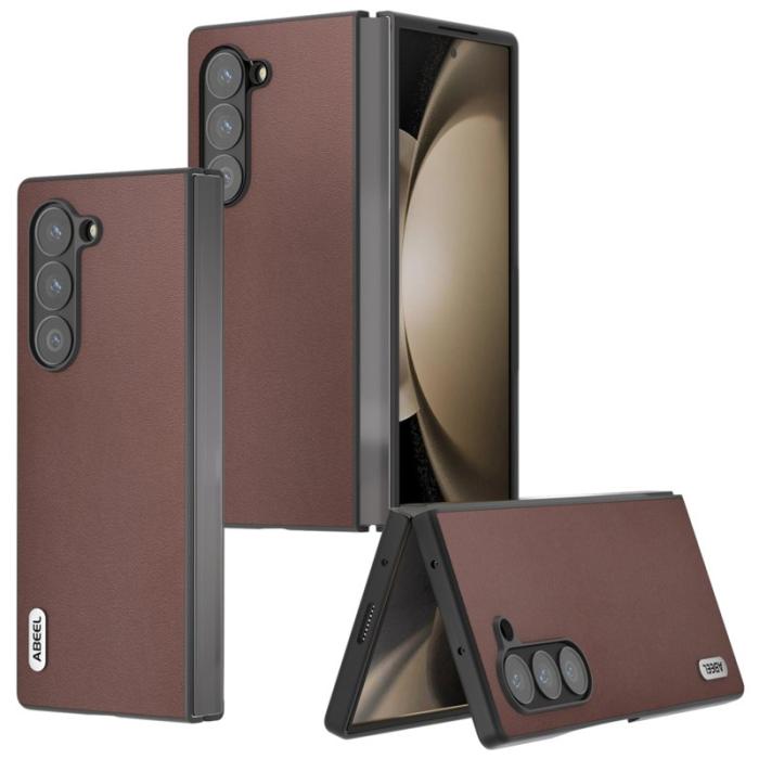 ABEEL - ABEEL Samsung Galaxy Z Fold6 5G Skal Äkta Läder + PC - Kaffe
