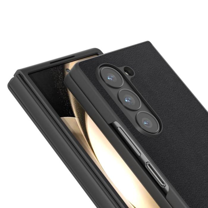 ABEEL - ABEEL Samsung Galaxy Z Fold6 5G Skal Äkta Läder + PC - Svart