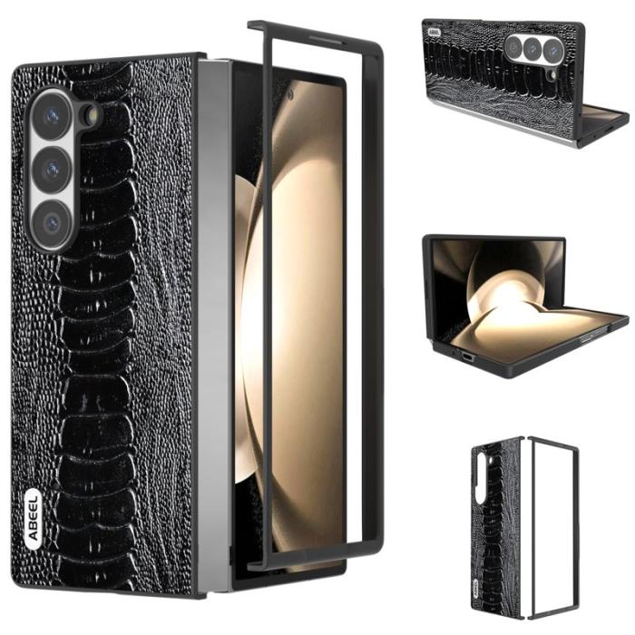 ABEEL - ABEEL Samsung Galaxy Z Fold6 5G Skal Äkta Läder Svart