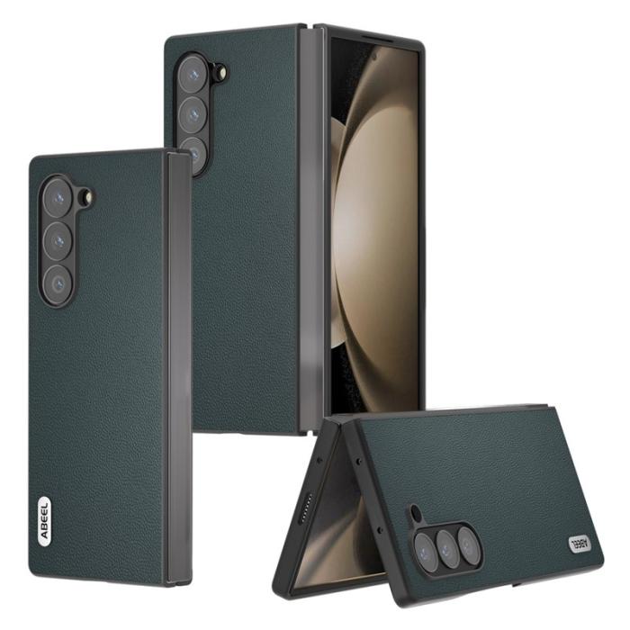 ABEEL - ABEEL Samsung Galaxy Z Fold6 5G Skal Äkta Läder Svart Grön