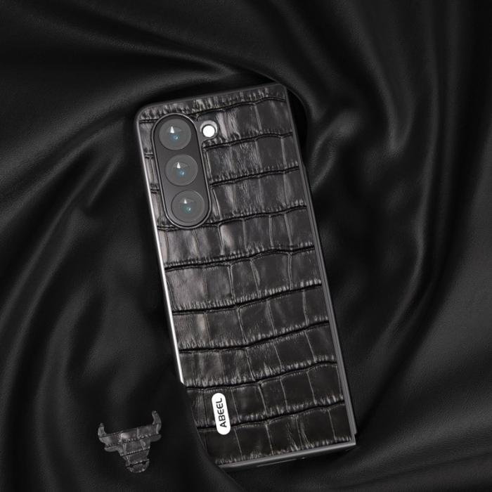 ABEEL - ABEEL Samsung Galaxy Z Fold6 5G Skal Crocodile Läder Svart