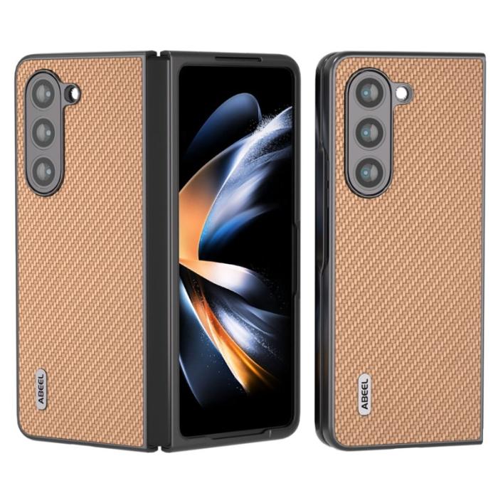 ABEEL - ABEEL Samsung Galaxy Z Fold6 5G Mobilskal Kolfiber Textur Gul