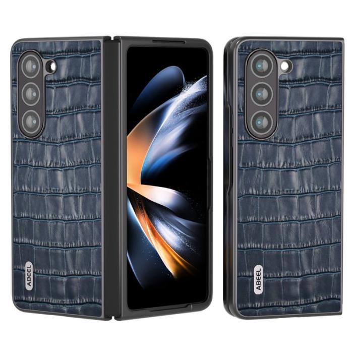 ABEEL - ABEEL Samsung Galaxy Z Fold6 5G Skal Krokodilskinn Blå