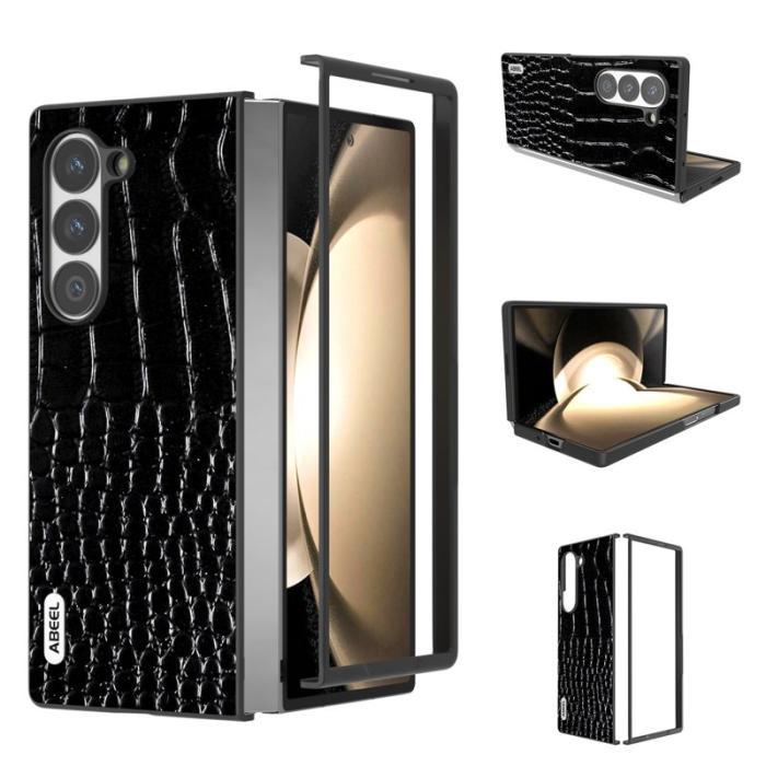 ABEEL - ABEEL Samsung Galaxy Z Fold6 5G Skal Krokodilskinn Svart