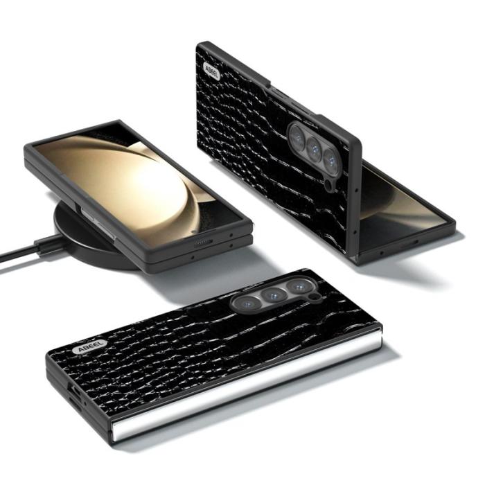 ABEEL - ABEEL Samsung Galaxy Z Fold6 5G Skal Krokodilskinn Svart