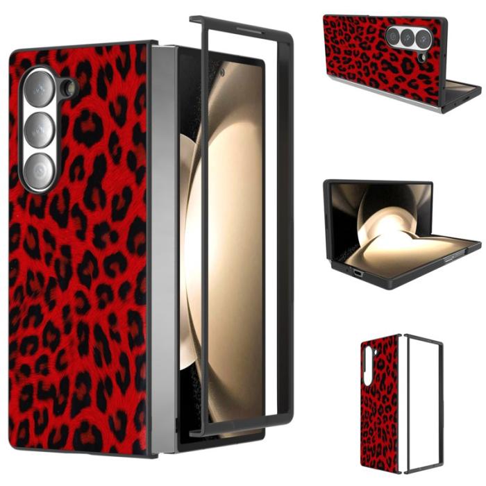 ABEEL - ABEEL Samsung Galaxy Z Fold6 5G Skal Leopardmönster Röd