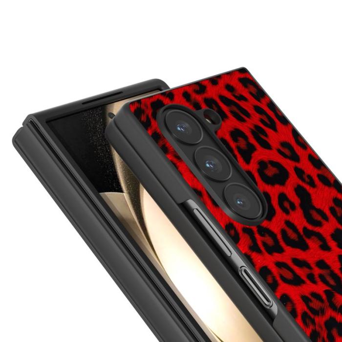 ABEEL - ABEEL Samsung Galaxy Z Fold6 5G Skal Leopardmönster Röd