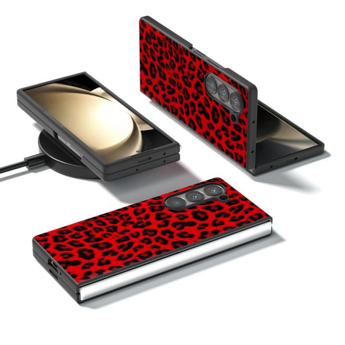 ABEEL - ABEEL Samsung Galaxy Z Fold6 5G Skal Leopardmönster Röd