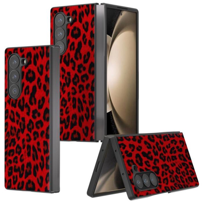 ABEEL - ABEEL Samsung Galaxy Z Fold6 5G Skal Leopardmönster Röd