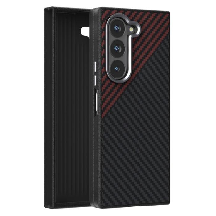 ABEEL - ABEEL Samsung Galaxy Z Fold6 5G Skal MagSafe Kolfiber Svart/Röd