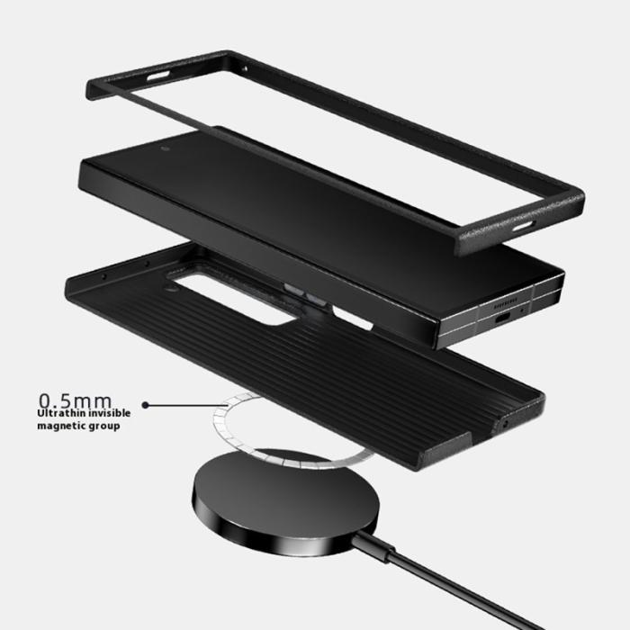 ABEEL - ABEEL Samsung Galaxy Z Fold6 5G Mobilskal MagSafe Läder Svart