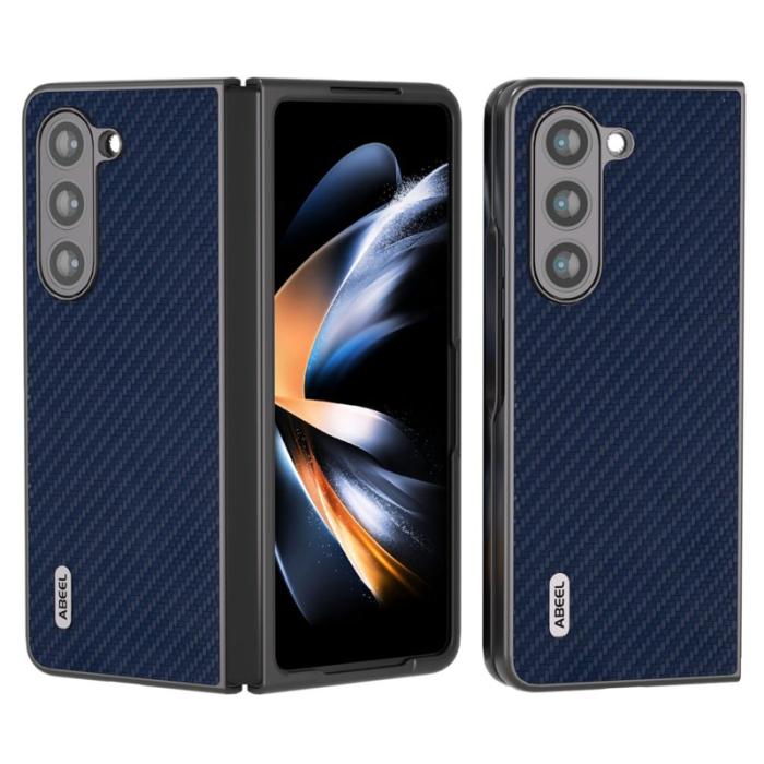 ABEEL - ABEEL Samsung Galaxy Z Fold6 Fodral Kolfiber Textur Blå