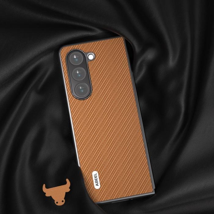 ABEEL - ABEEL Samsung Galaxy Z Fold6 Fodral Kolfiberstruktur Ljusbrun