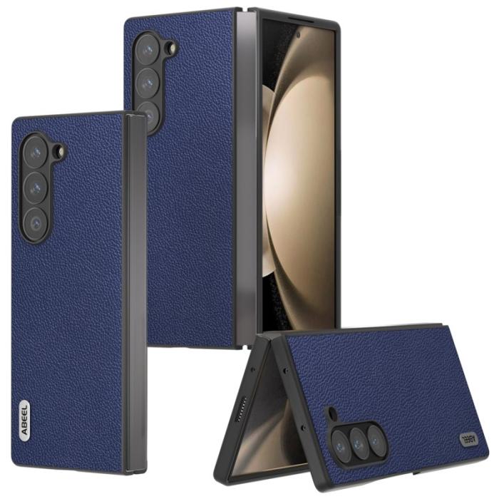 ABEEL - ABEEL Samsung Galaxy Z Fold6 Fodral Litchi Textur Blå