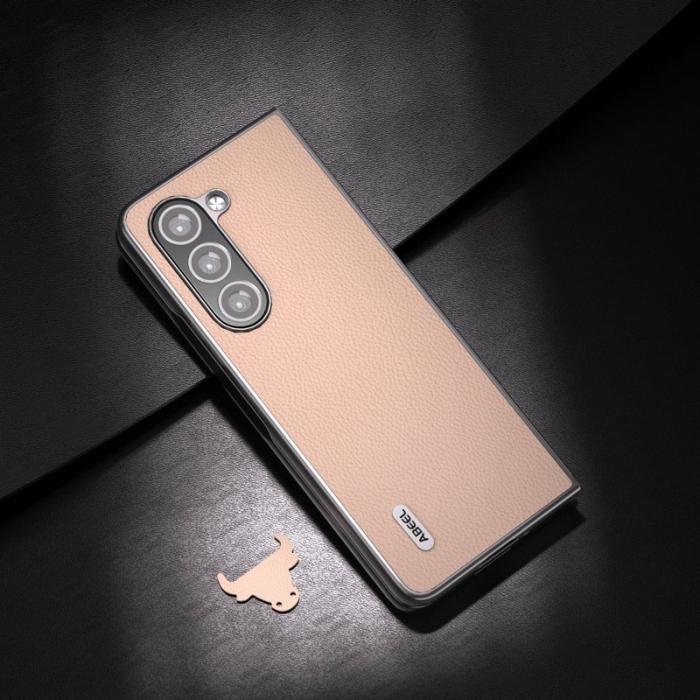 ABEEL - ABEEL Samsung Galaxy Z Fold6 Fodral Litchi Textur Läder Rosa