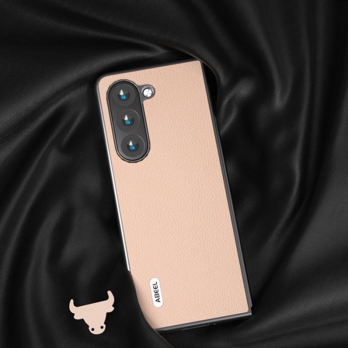 ABEEL - ABEEL Samsung Galaxy Z Fold6 Fodral Litchi Textur Läder Rosa