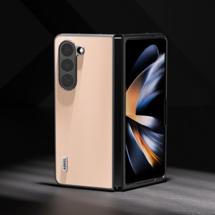 ABEEL - ABEEL Samsung Galaxy Z Fold6 Fodral Litchi Textur Läder Rosa
