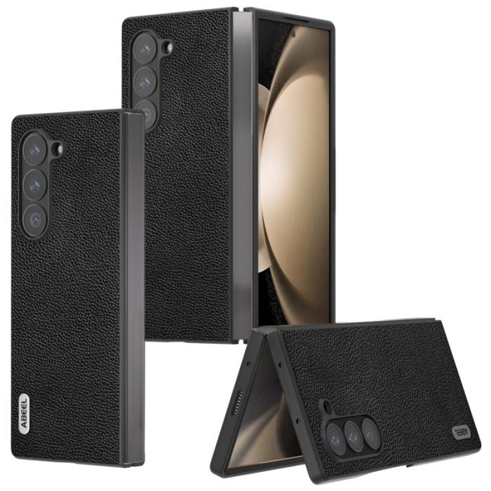 ABEEL - ABEEL Samsung Galaxy Z Fold6 Fodral Litchi Textur Svart