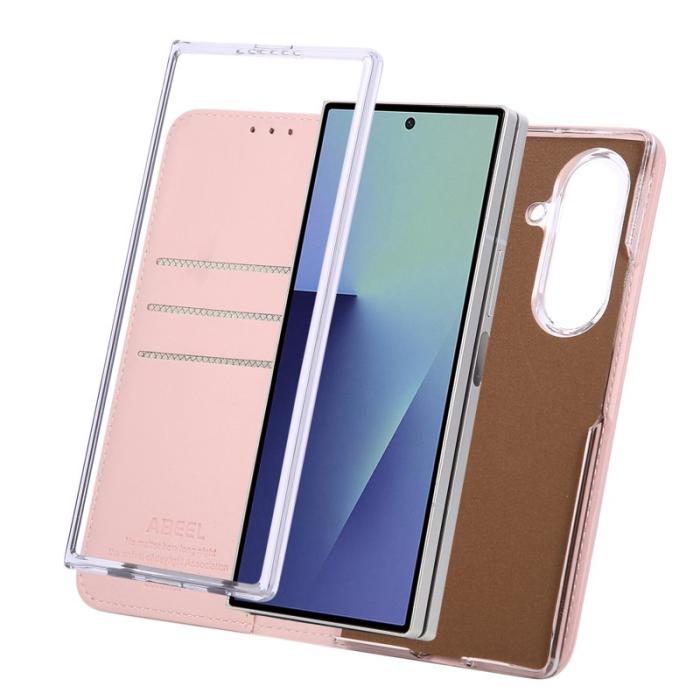 ABEEL - ABEEL Samsung Galaxy Z Fold7 5G Fodral RFID Blocker Läder Rosa