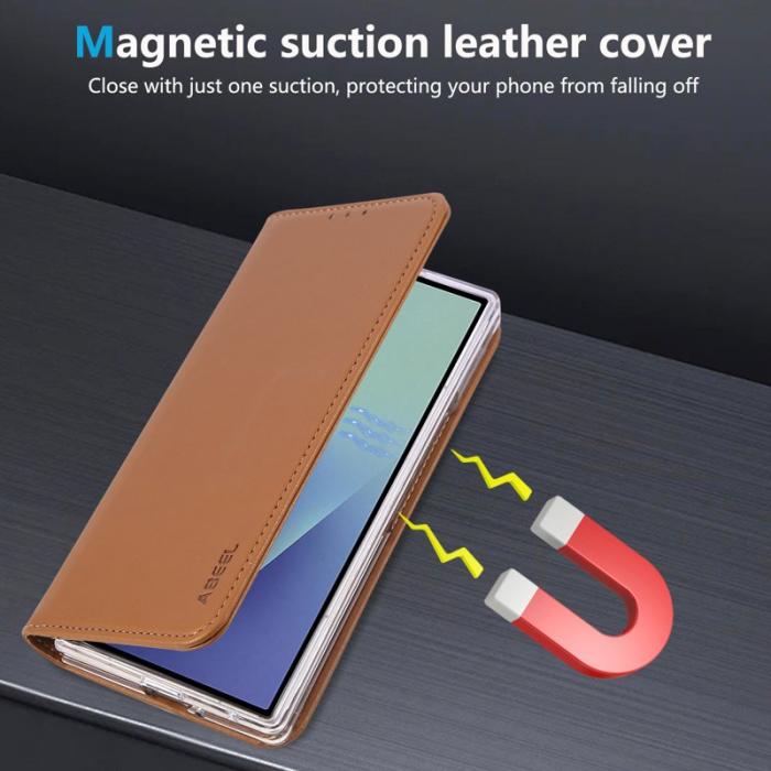 ABEEL - ABEEL Samsung Galaxy Z Fold7 Fodral RFID Blocker Läder - Brun