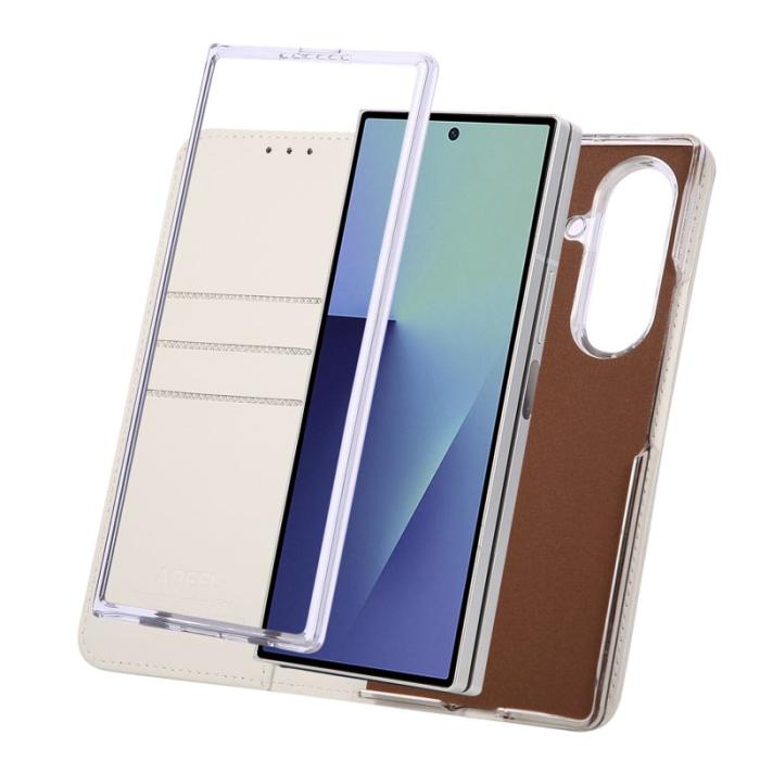 ABEEL - ABEEL Samsung Galaxy Z Fold7 Fodral RFID Blocker Läder Vit