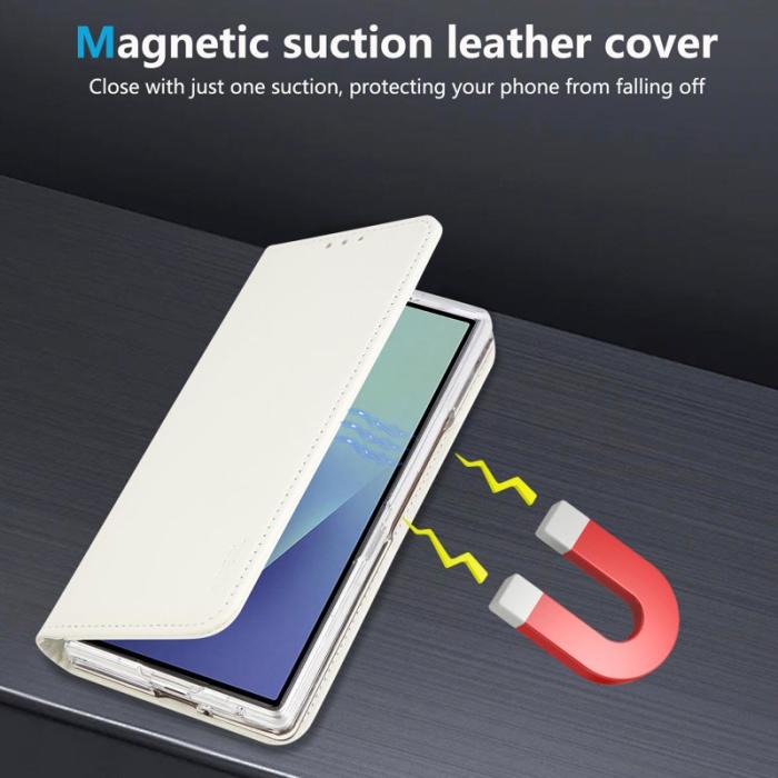 ABEEL - ABEEL Samsung Galaxy Z Fold7 Fodral RFID Blocker Läder Vit