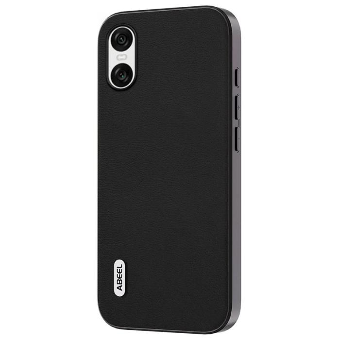 ABEEL - ABEEL Sony Xperia 10 VI Fodral Anti-Fall Texturerad Läder Svart