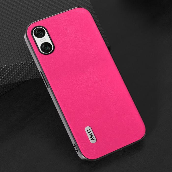 ABEEL - ABEEL Sony Xperia 10 VI Fodral Texturerad Läder Rosa