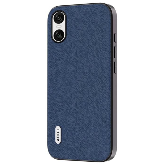 ABEEL - ABEEL Sony Xperia 10 VI Skal Läder Litchi Textur Blå
