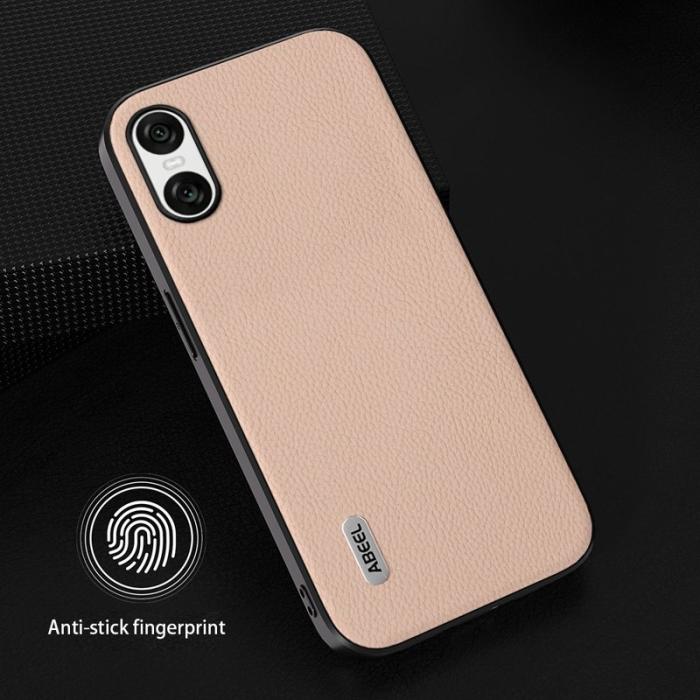 ABEEL - ABEEL Sony Xperia 10 VI Skal Läder Litchi Textur Rosa