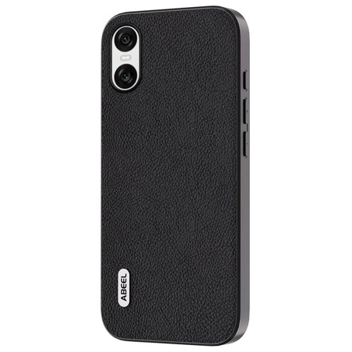 ABEEL - ABEEL Sony Xperia 10 VI Skal Läder Litchi Textur Svart