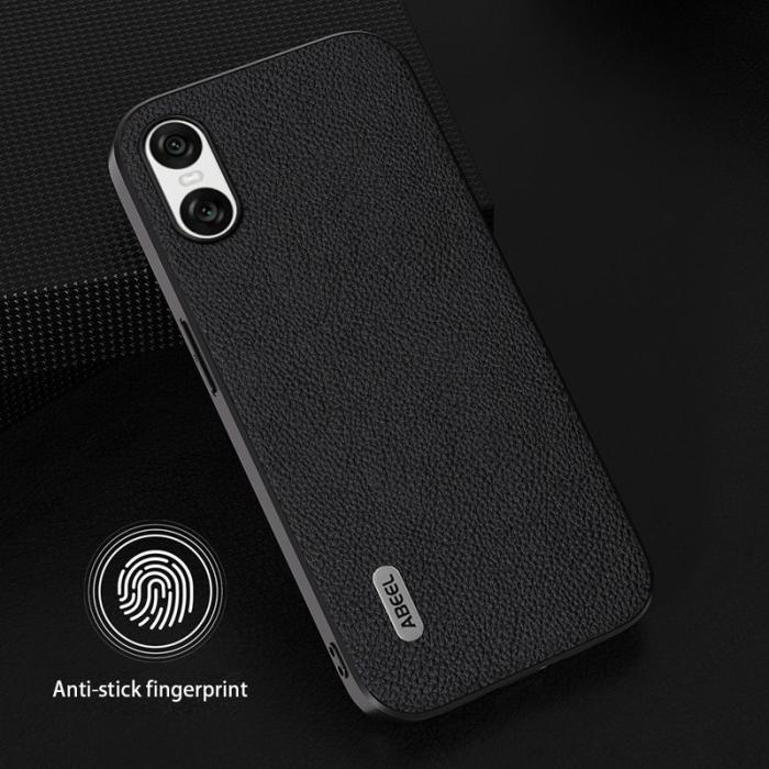 ABEEL - ABEEL Sony Xperia 10 VI Skal Läder Litchi Textur Svart