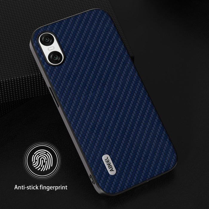 ABEEL - ABEEL Sony Xperia 10 VI Skal Läder+PC+TPU Kolfiber Blå