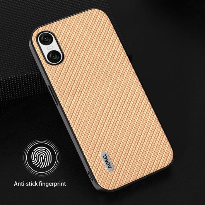 ABEEL - ABEEL Sony Xperia 10 VI Skal Läder+PC+TPU Kolfiber Ljusgul