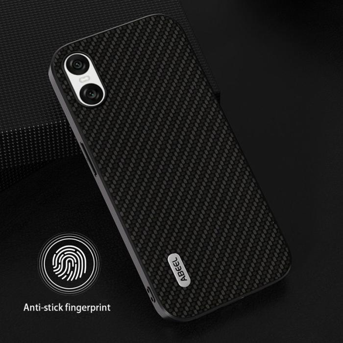 ABEEL - ABEEL Sony Xperia 10 VI Skal Läder+PC+TPU Kolfiber Svart