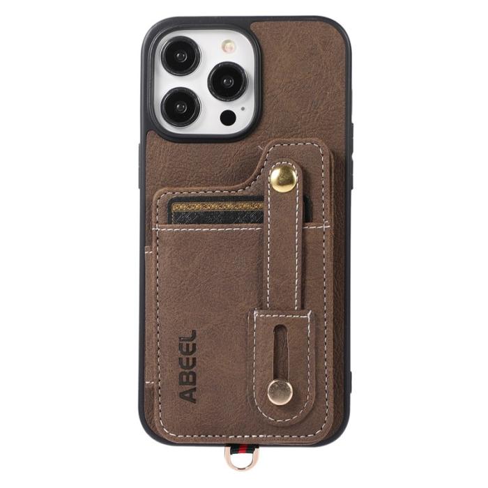 ABEEL - ABEEL Style 01 iPhone 14 Pro Kickstand Skal Khaki PU Läder