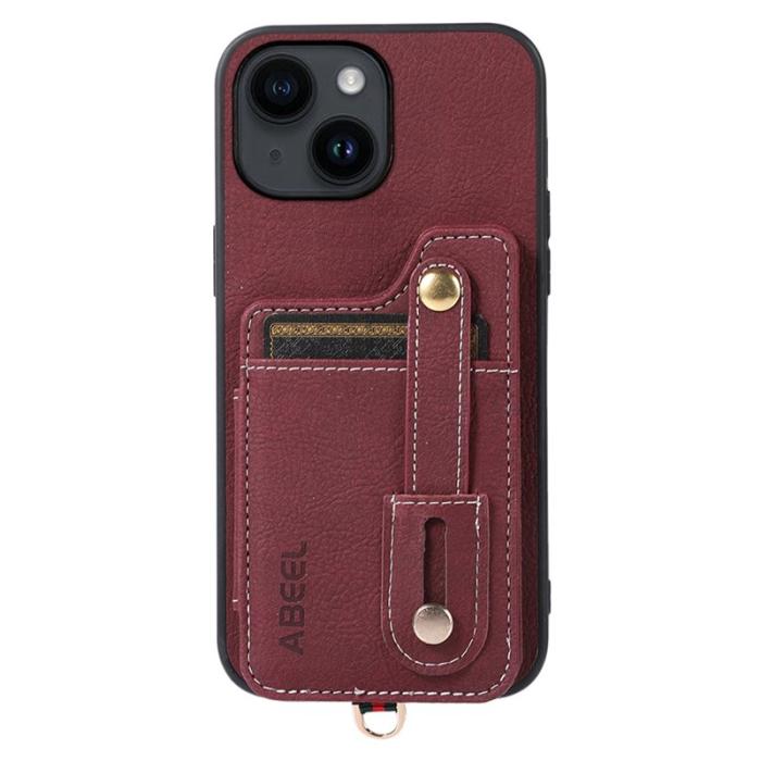 ABEEL - ABEEL Style 01 iPhone 15 Plus Skal Litchi Textur Purplish Red