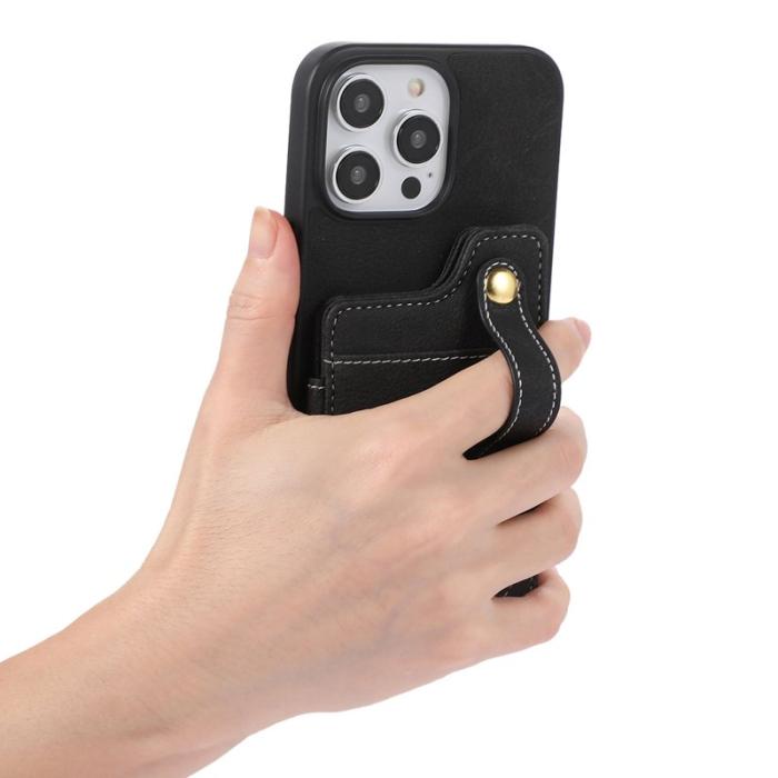 ABEEL - ABEEL Style 01 iPhone 15 Pro Skal Kickstand Korthållare Svart