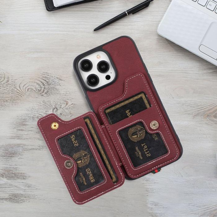 ABEEL - ABEEL Style 01 iPhone 15 Pro Skal Kickstand Purplish Red