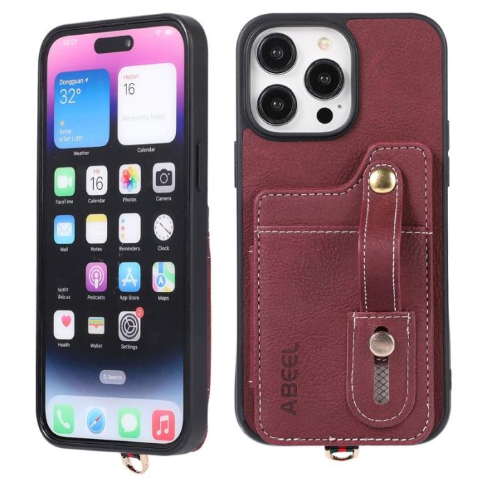 ABEEL - ABEEL Style 01 iPhone 15 Pro Skal Kickstand Purplish Red