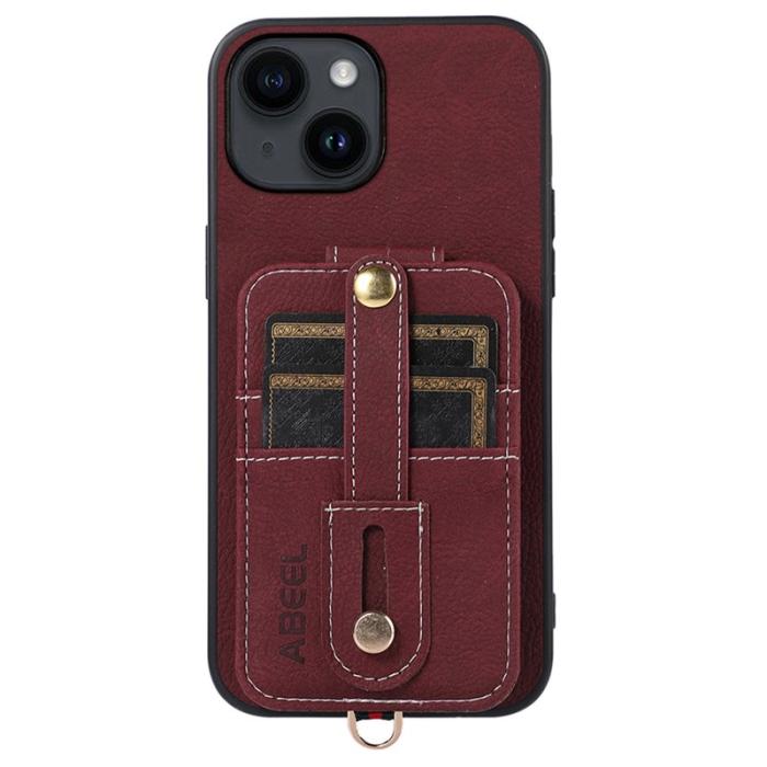 ABEEL - ABEEL Style 02 iPhone 14 Plus Skal PU Läder Purplish Red