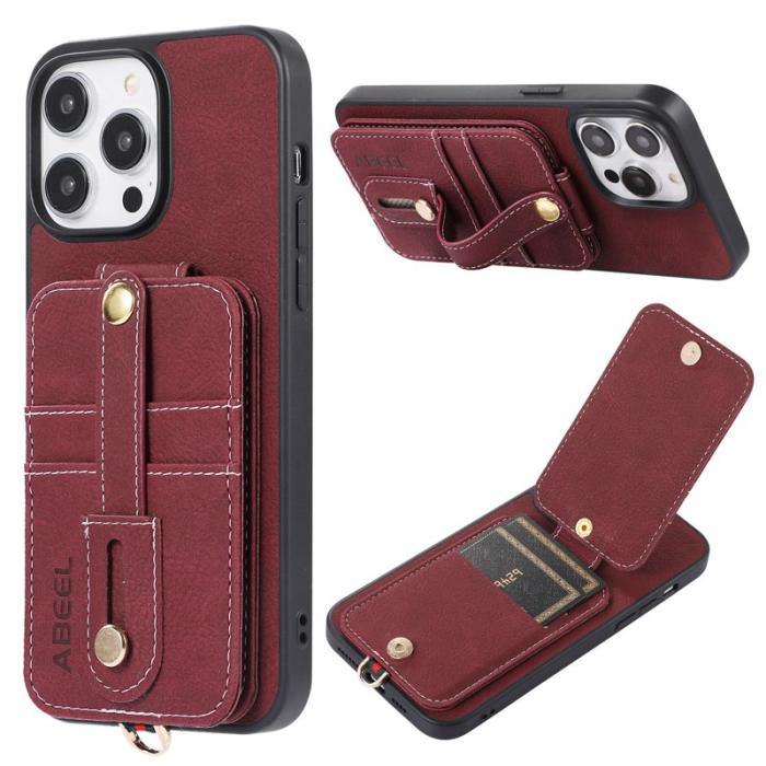 ABEEL - ABEEL Style 02 iPhone 14 Pro Max Skal med Kortfack Purplish Red