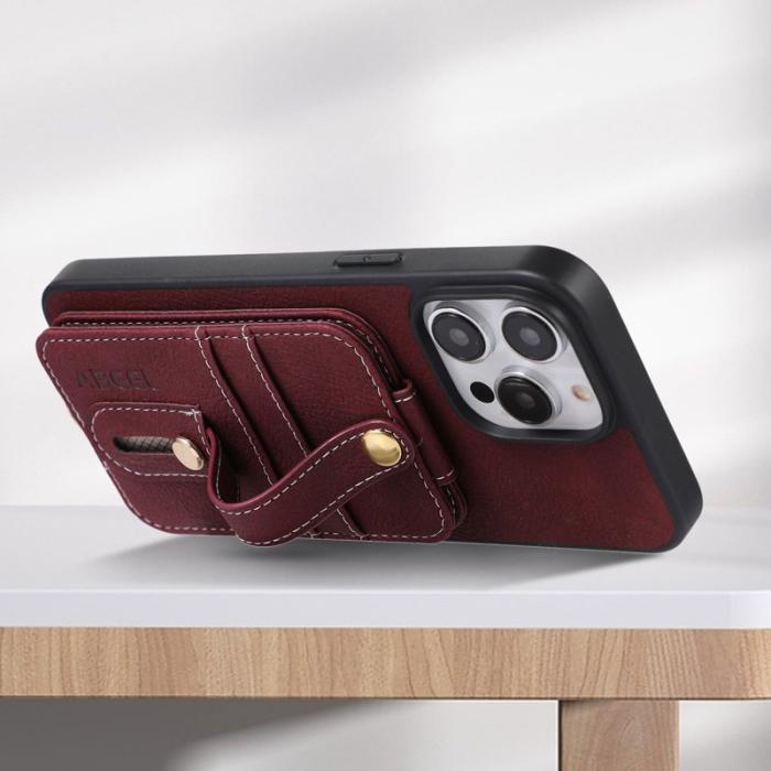 ABEEL - ABEEL Style 02 iPhone 14 Pro Max Skal med Kortfack Purplish Red