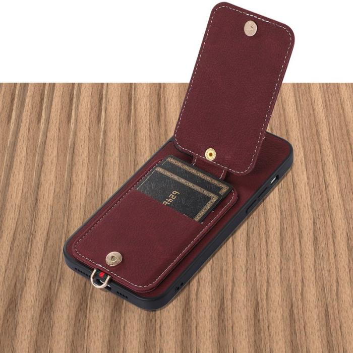 ABEEL - ABEEL Style 02 iPhone 14 Pro Max Skal med Kortfack Purplish Red