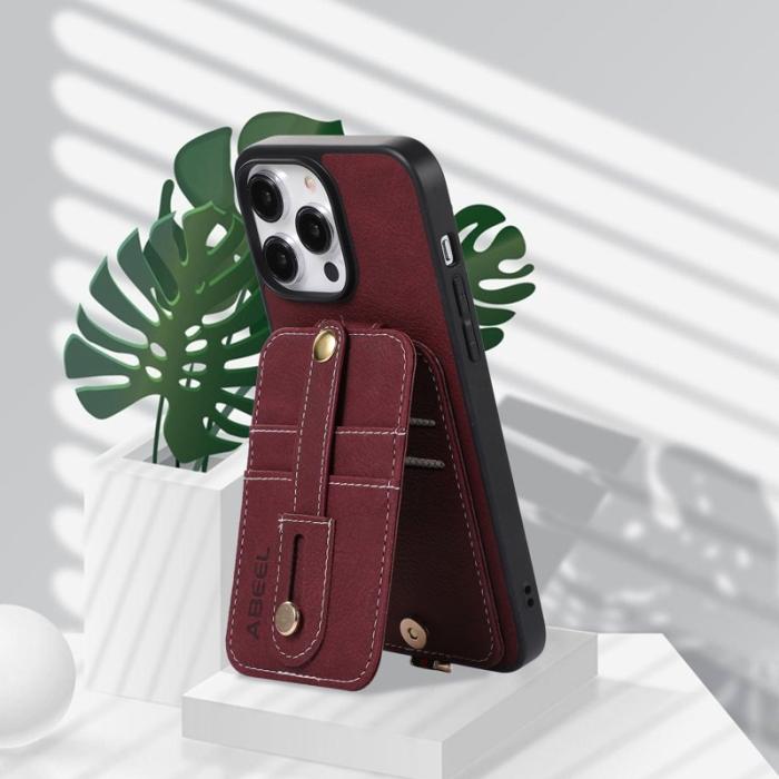ABEEL - ABEEL Style 02 iPhone 15 Pro Skal Läder TPU+PC Purplish Red
