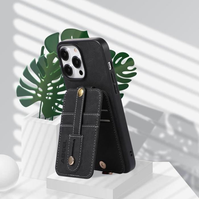 ABEEL - ABEEL Style 02 iPhone 15 Pro Skal med Ställ och Kortfack - Svart